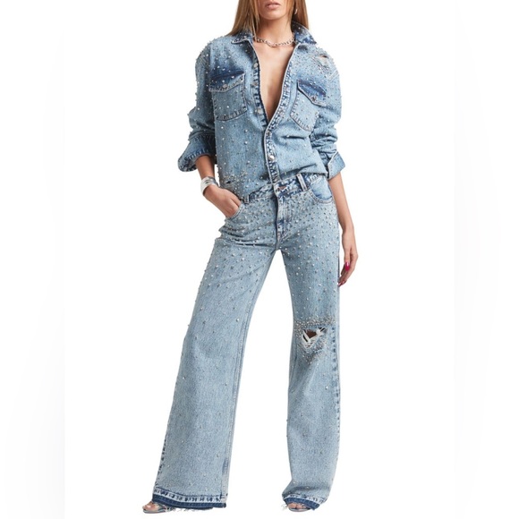 Retrofete Brontë crystal embellished flared jeans - Picture 2 of 4